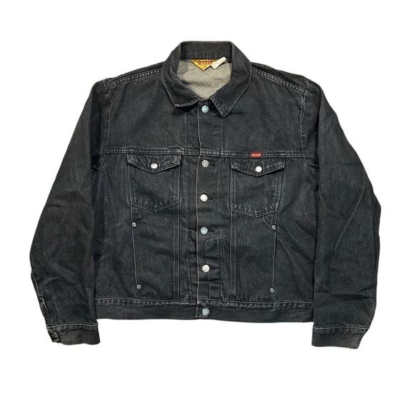 Vintage 70s Rustler Seavets Faded Black Denim Jean Jacket XL - Picture 1 of 6